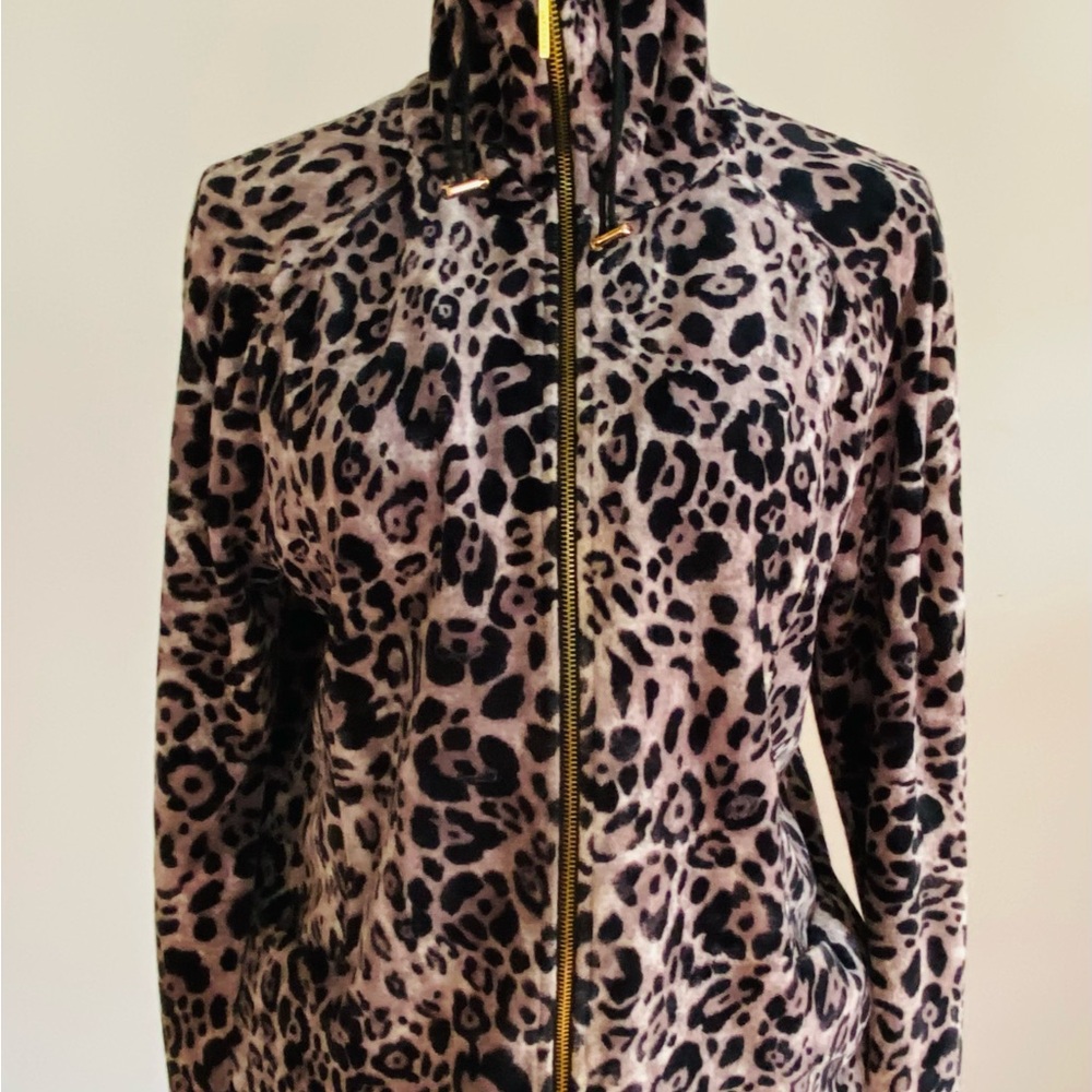 Jones NY Sport Women's Animal Print (Leopard) 100% Cotton Zip Jacket Size Medium - Picture 2 of 16